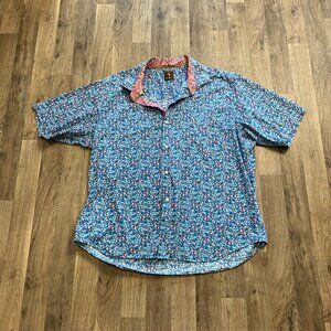Tailorbyrd Blue Floral Short Sleeve Men's Button Down Shirt Size XXL